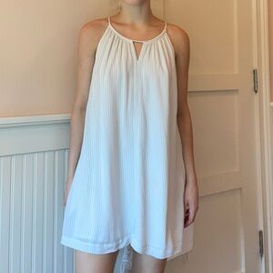 Anthropologie Tart Halter White Dress with Grey Stripes